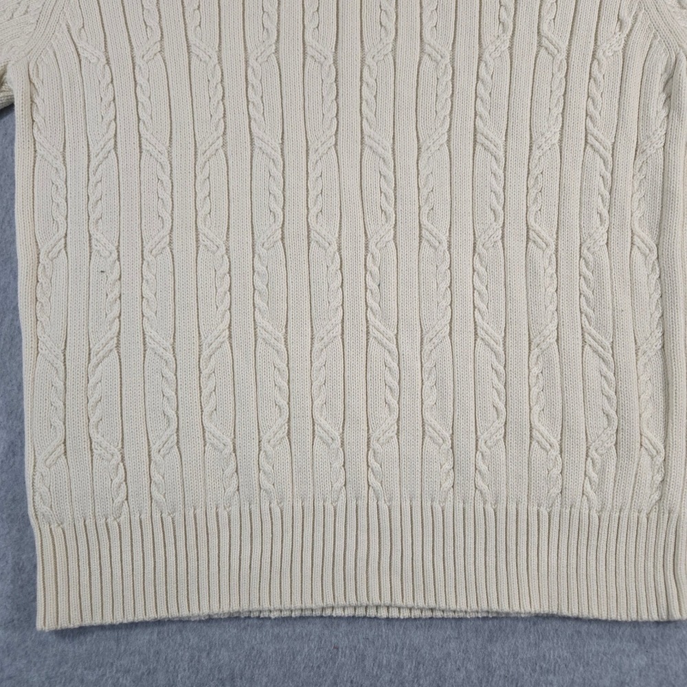 Jones New York Country Cream Cable Knit Short Sleeve Cotton Sweater Large - Picture 12 of 14